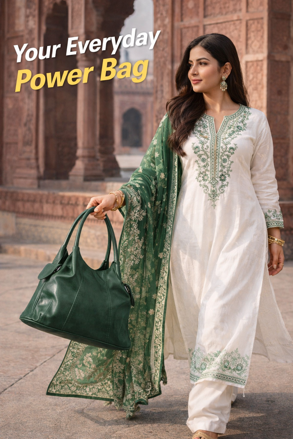 Elegant Green Leather Handbag